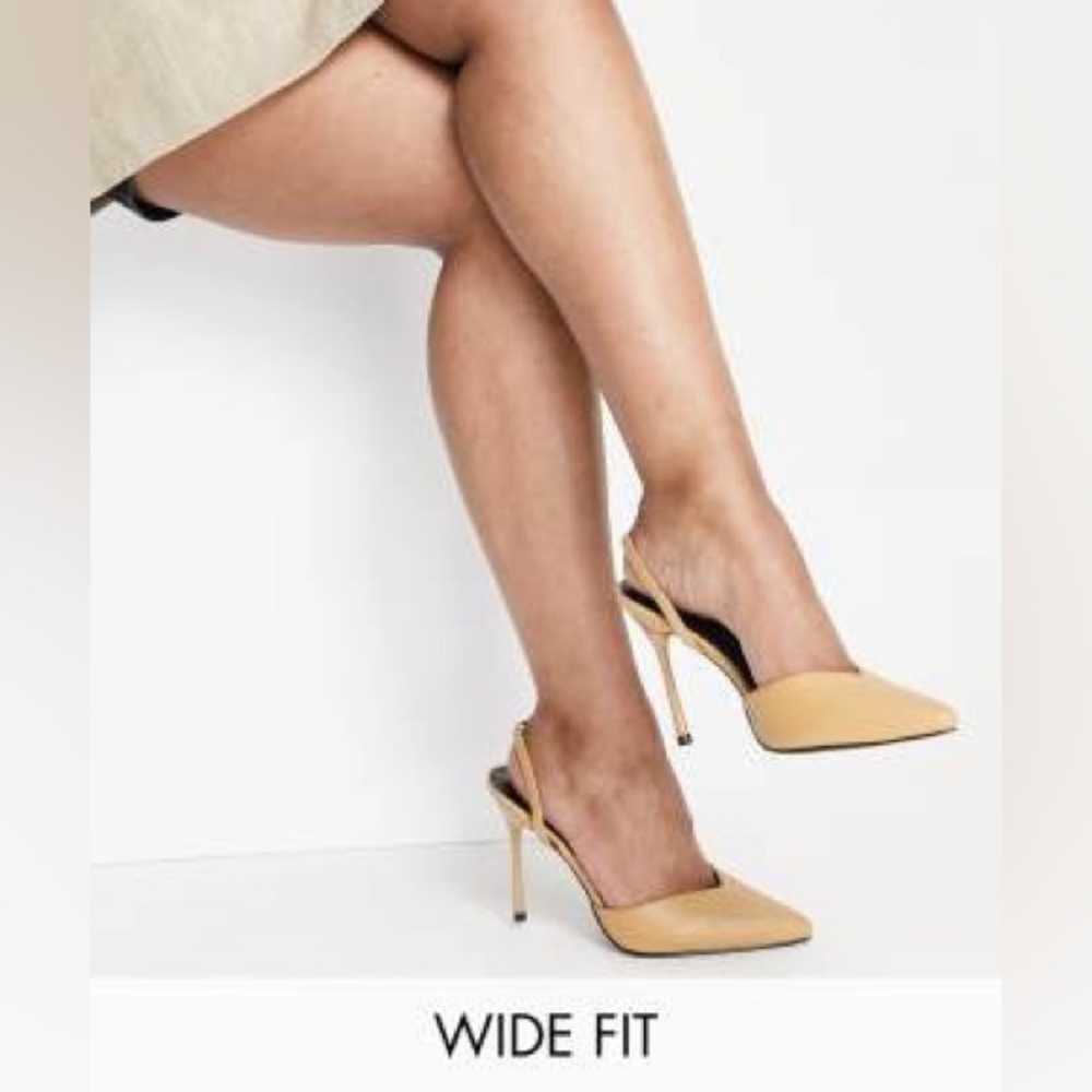 RAID Wide Fit Rexel two part heeled shoes in camel